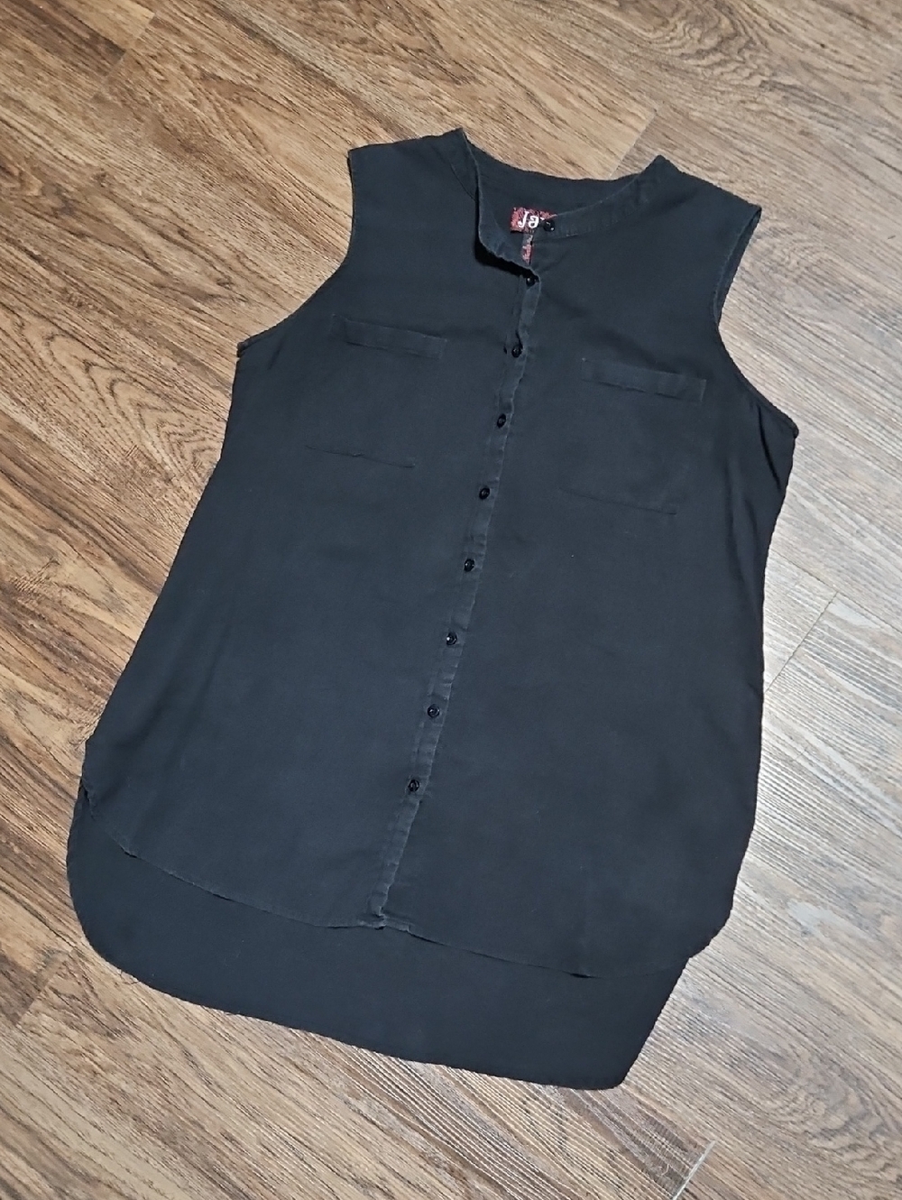 Sleeveless Washed Out Black Button-Down Mini Dress or Swim Coverup, Size 1X